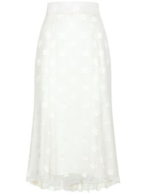 Dolce & Gabbana DG logo godet skirt - White