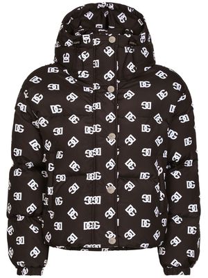 Dolce & Gabbana DG-logo hooded puffer jacket - Black