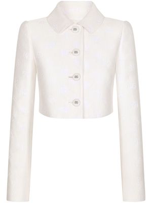 Dolce & Gabbana DG-logo jacquard cropped jacket - White