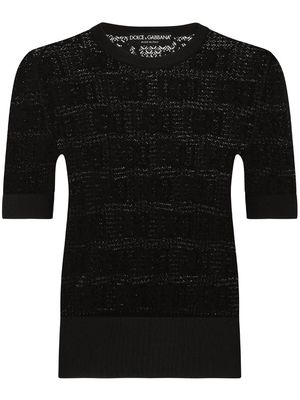 Dolce & Gabbana DG logo jacquard lace-stitch sweater - Black