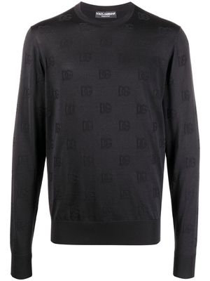 Dolce & Gabbana DG-logo jacquard silk jumper - Black