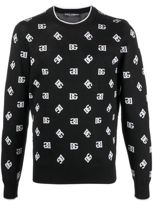 Dolce & Gabbana DG-logo jacquard wool-silk jumper - Black