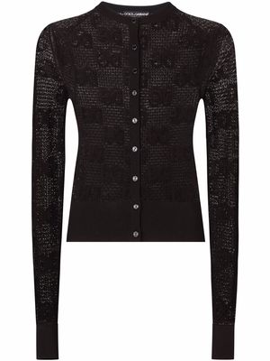 Dolce & Gabbana DG-logo lace-stitch cardigan - Black