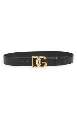 Dolce & Gabbana DG Logo Leather Belt in 80999 Nero