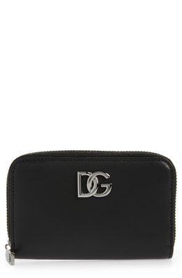 Dolce & Gabbana DG Logo Leather Zip Wallet in Nero