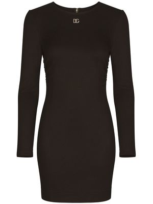 Dolce & Gabbana DG-logo Milano-rib minidress - Black