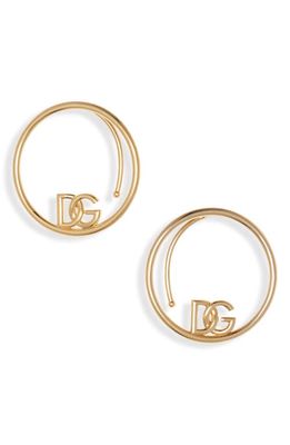 Dolce & Gabbana DG Logo Over the Ear Hoop Earrings in Zoo00 Oro