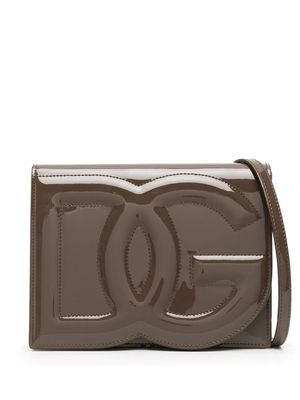 Dolce & Gabbana DG Logo patent leather crossbody bag - Brown