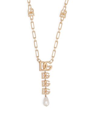 Dolce & Gabbana DG-logo pearl-embellished necklace - Gold