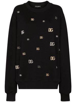 Dolce & Gabbana DG-logo plaques cotton sweatshirt - Black