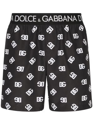 Dolce & Gabbana DG logo-print swimming shorts - Black