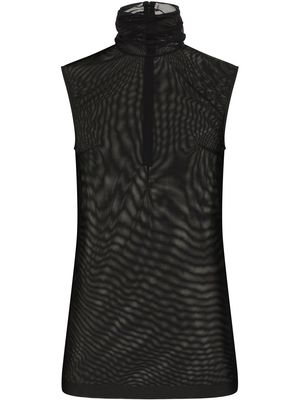 Dolce & Gabbana DG-logo roll-neck tulle blouse - Black