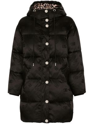 Dolce & Gabbana DG-logo satin puffer jacket - Black