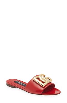 Dolce & Gabbana DG Logo Slide Sandal in Red