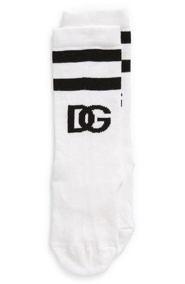Dolce & Gabbana DG Logo Socks in White/Black Logo