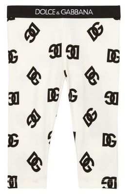 Dolce & Gabbana DG Logo Stretch Cotton Leggings in Havan Dg Nero Fdo.b.natur.