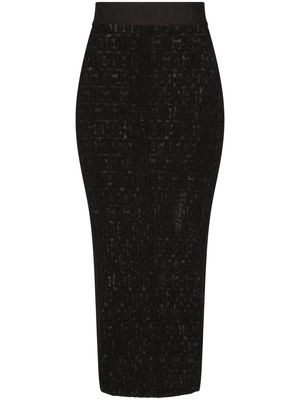 Dolce & Gabbana DG-logo tulle pencil skirt - Black