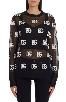 Dolce & Gabbana DG Mongram Sheer Sweater in Black Inlay