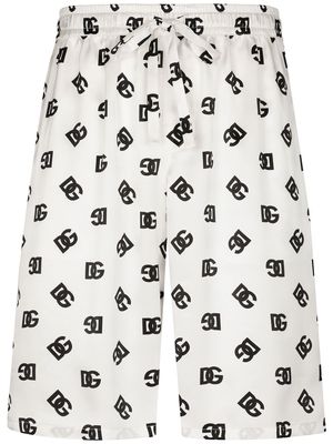 Dolce & Gabbana DG Monogram silk track shorts - White
