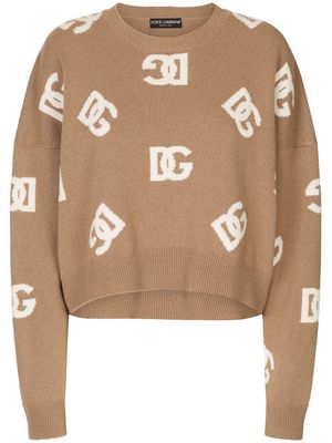 Dolce & Gabbana DG monogram virgin wool jumper - Brown
