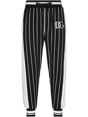 Dolce & Gabbana DG patch striped jersey track pants - Black