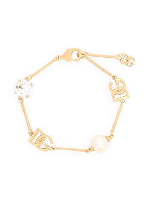 Dolce & Gabbana DG-plaque crystal-embellished bracelet - Gold