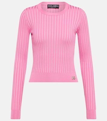 Dolce & Gabbana DG ribbed-knit silk cropped sweater