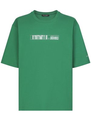 DOLCE & GABBANA DG VIBE barcode-print cotton T-shirt - Green