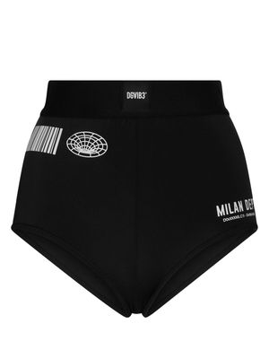 DOLCE & GABBANA DG VIBE logo-appliqué high-waisted shorts - Black