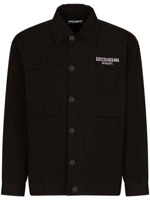 DOLCE & GABBANA DG VIBE logo-embroidered shirt jacket - Black