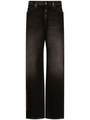 DOLCE & GABBANA DG VIBE logo-patch wide-leg jeans - Black