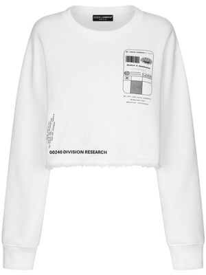 DOLCE & GABBANA DG VIBE logo-print cotton crop sweatshirt - White