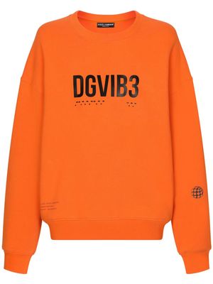DOLCE & GABBANA DG VIBE logo-print cotton hoodie - Orange