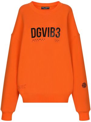 DOLCE & GABBANA DG VIBE logo-print cotton sweatshirt - Orange