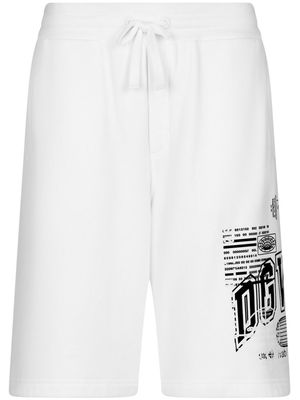 DOLCE & GABBANA DG VIBE logo-print cotton track shorts - White