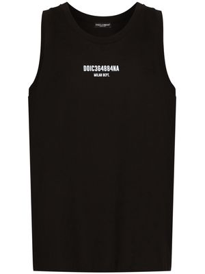 DOLCE & GABBANA DG VIBE logo-print sleeveless cotton T-shirt - Black