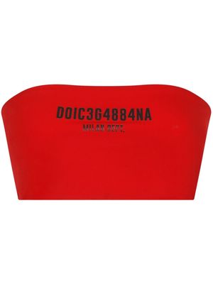DOLCE & GABBANA DG VIBE logo-print strapless top - Red
