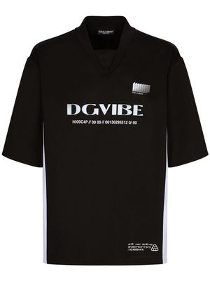 DOLCE & GABBANA DG VIBE logo-print V-neck T-shirt - Black