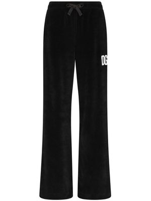 DOLCE & GABBANA DG VIBE logo-print velvet track pants - Black