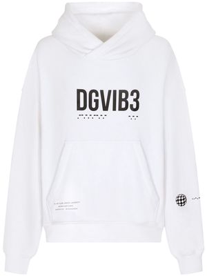 DOLCE & GABBANA DG VIBE slogan-print cotton hoodie - White