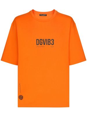 DOLCE & GABBANA DG VIBE slogan-print cotton T-shirt - Orange