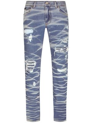 Dolce & Gabbana distress-detail slim-cut jeans - Blue