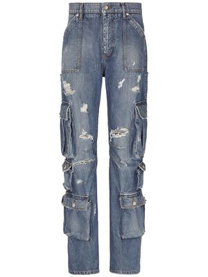 Dolce & Gabbana distressed cargo straight-leg jeans - Blue