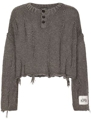 Dolce & Gabbana distressed-effect panelled hoodie - Grey