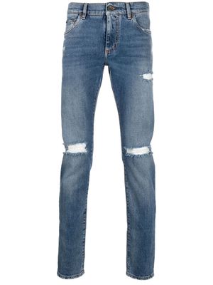 Dolce & Gabbana distressed-effect skinny jeans - Blue