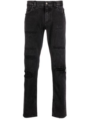 Dolce & Gabbana distressed-effect straight-leg jeans - Black