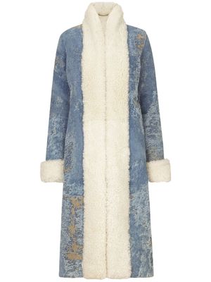 Dolce & Gabbana distressed-finish panelled long coat - Blue