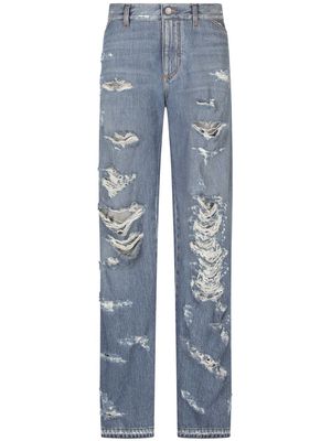 Dolce & Gabbana distressed high-rise flared leg jeans - Blue