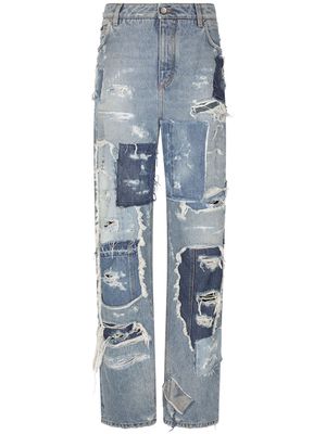 Dolce & Gabbana distressed patchwork wide-leg jeans - Blue