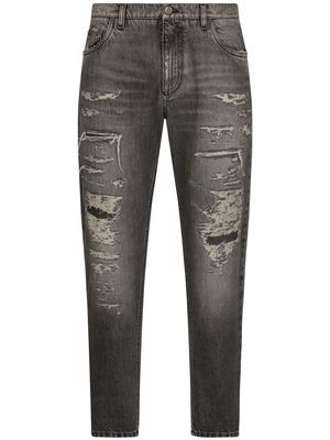 Dolce & Gabbana distressed ripped-detail skinny jeans - Black